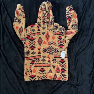 Rue21 Geometric Pattern Hooded Sweater - Tan and Red